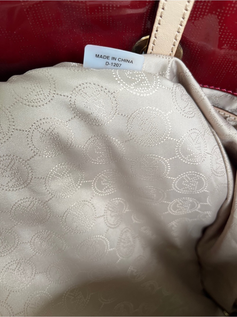 Michael Kors Red Patent Tote with Cream Handles and Gold MK Charm - Picture 7 of 7